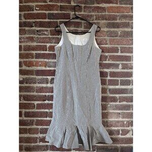 Elegance Paris Stripe Dress Ruffle Midi White Black